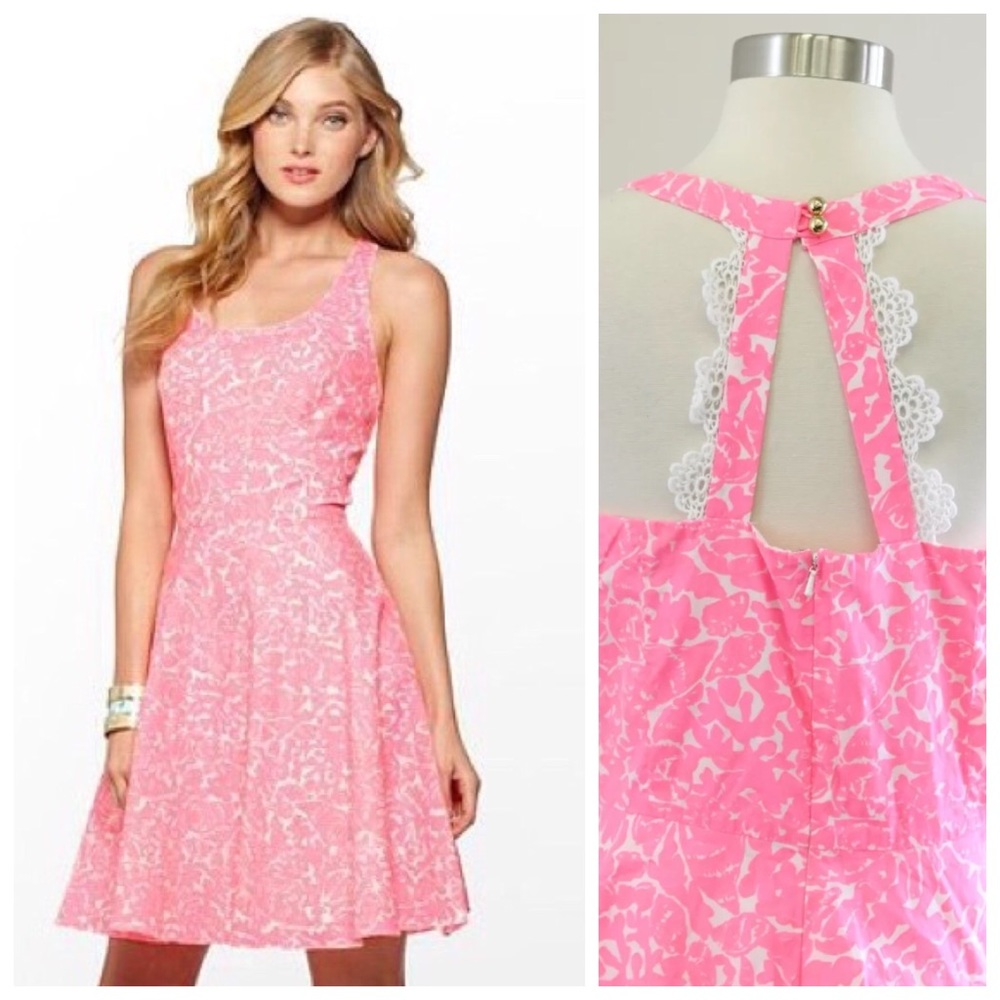 Lilly Pulitzer Pink Floral Fit-and-Flare Dress